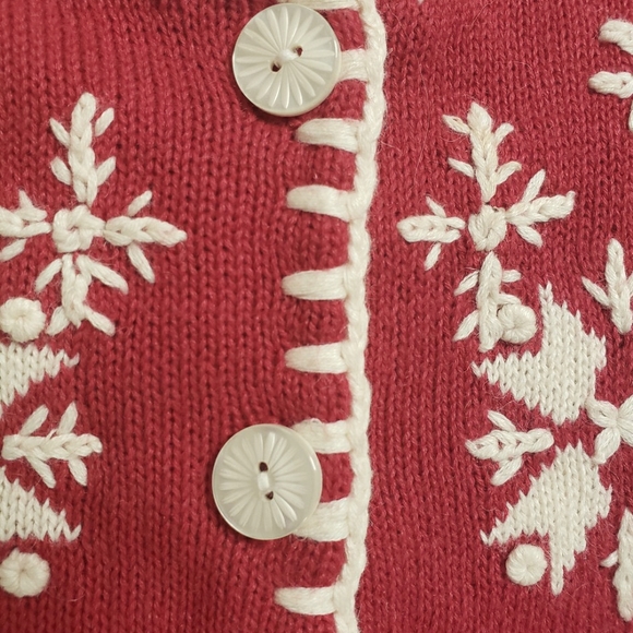 Vintage Holiday Embroidered and Applique Cardigan Sweater Sz XL - Picture 7 of 12